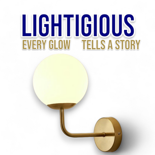 Lightigious™ - Round Globe Glass Wall Light Lamp in Brass Antique and Black