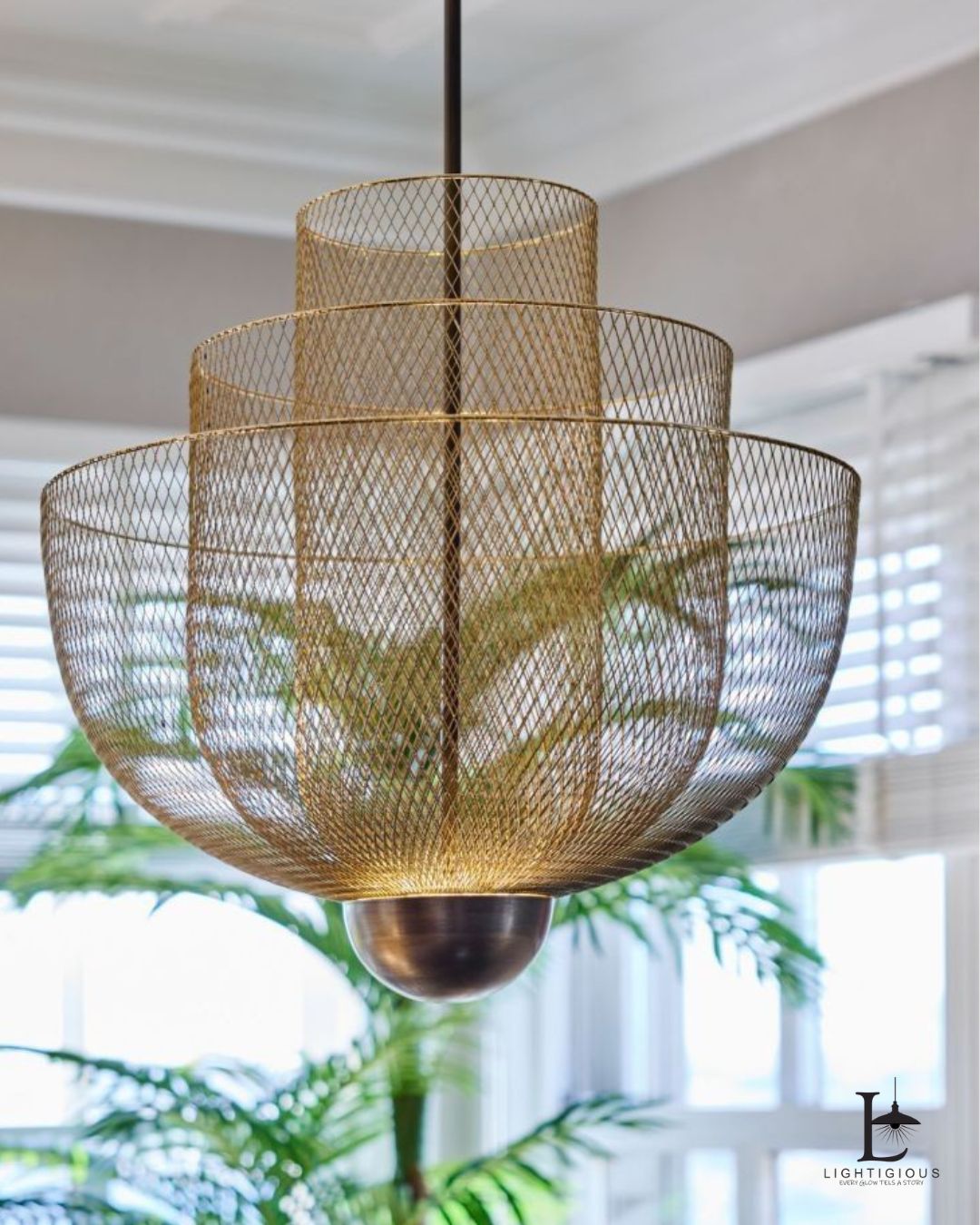 Lightigious™ – Imported Modern Metal Iron Mesh 3-Layer Gold Chandelier with Warm White LED