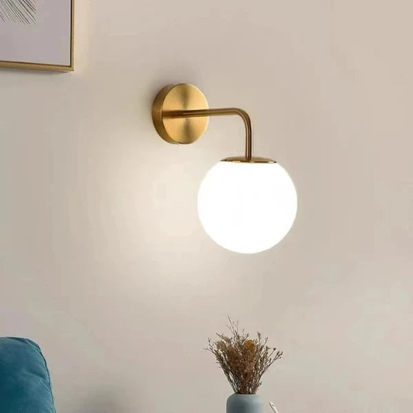Lightigious™ - Round Globe Glass Wall Light Lamp in Brass Antique and Black