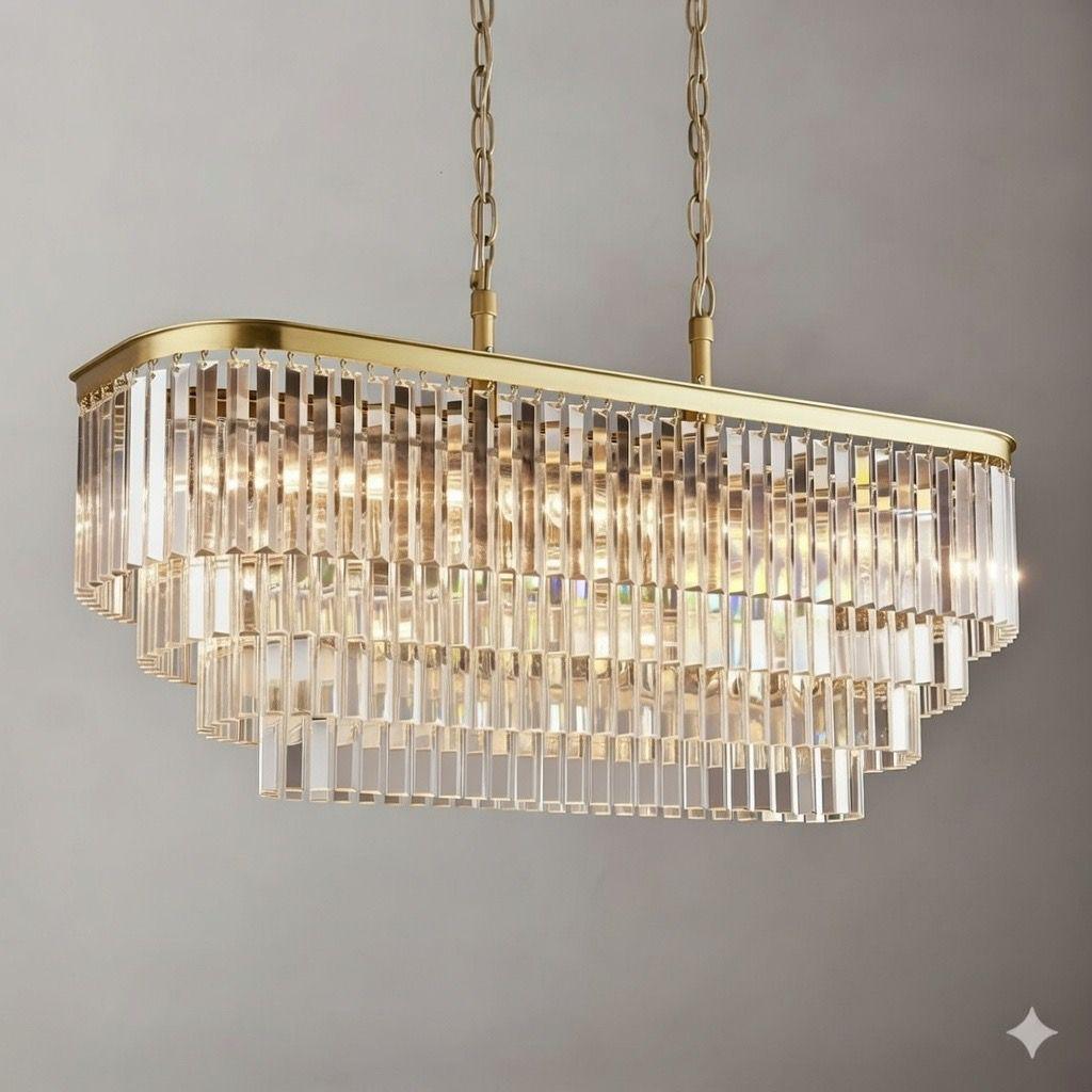 Lightigious Imperial Crystal Chandelier warm amber glow dining room lifestyle
