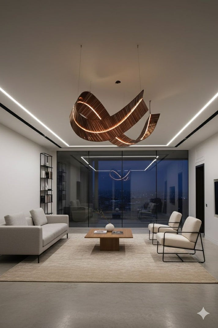 Lightigious™ Eclipse Wave Sculptural Chandelier – Architectural Statement Lighting