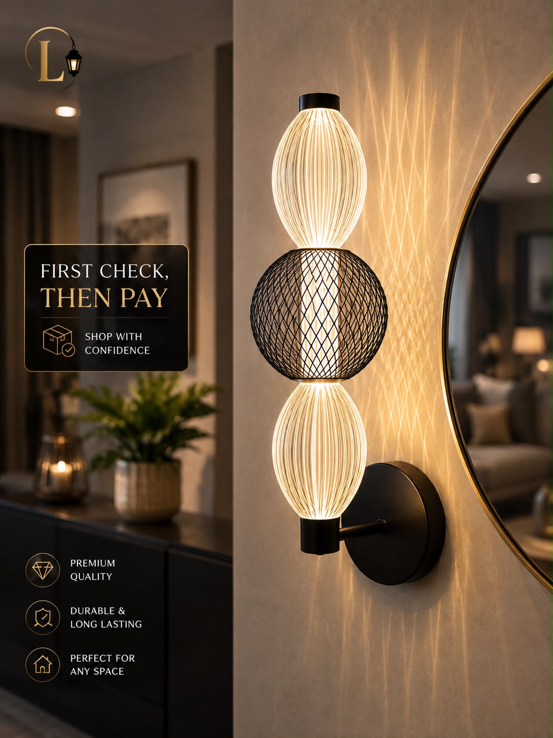 Lightigious™ -  Black Mesh Globe