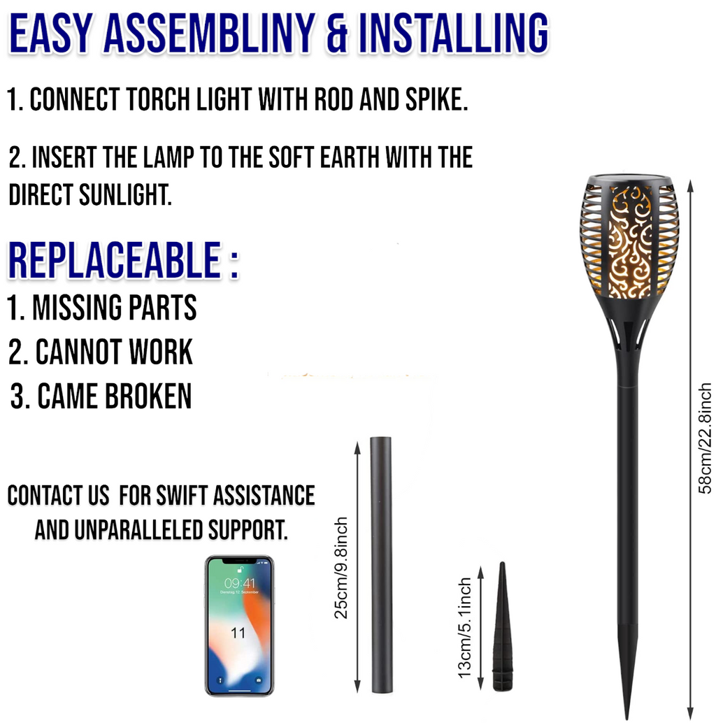 Lightigious™ - Solar Flame Flickering Torch Lamp – Waterproof LED Garden Lights