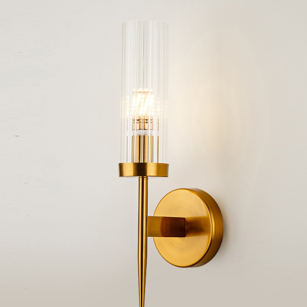 Lightigious™ - Gold Antique Metal & Amber Glass Wall Light.