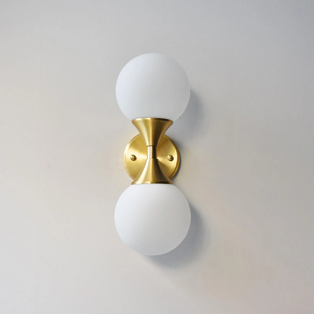Lightigious™ - Frosted White Opal Globe Gold 2-Light Wall Sconce