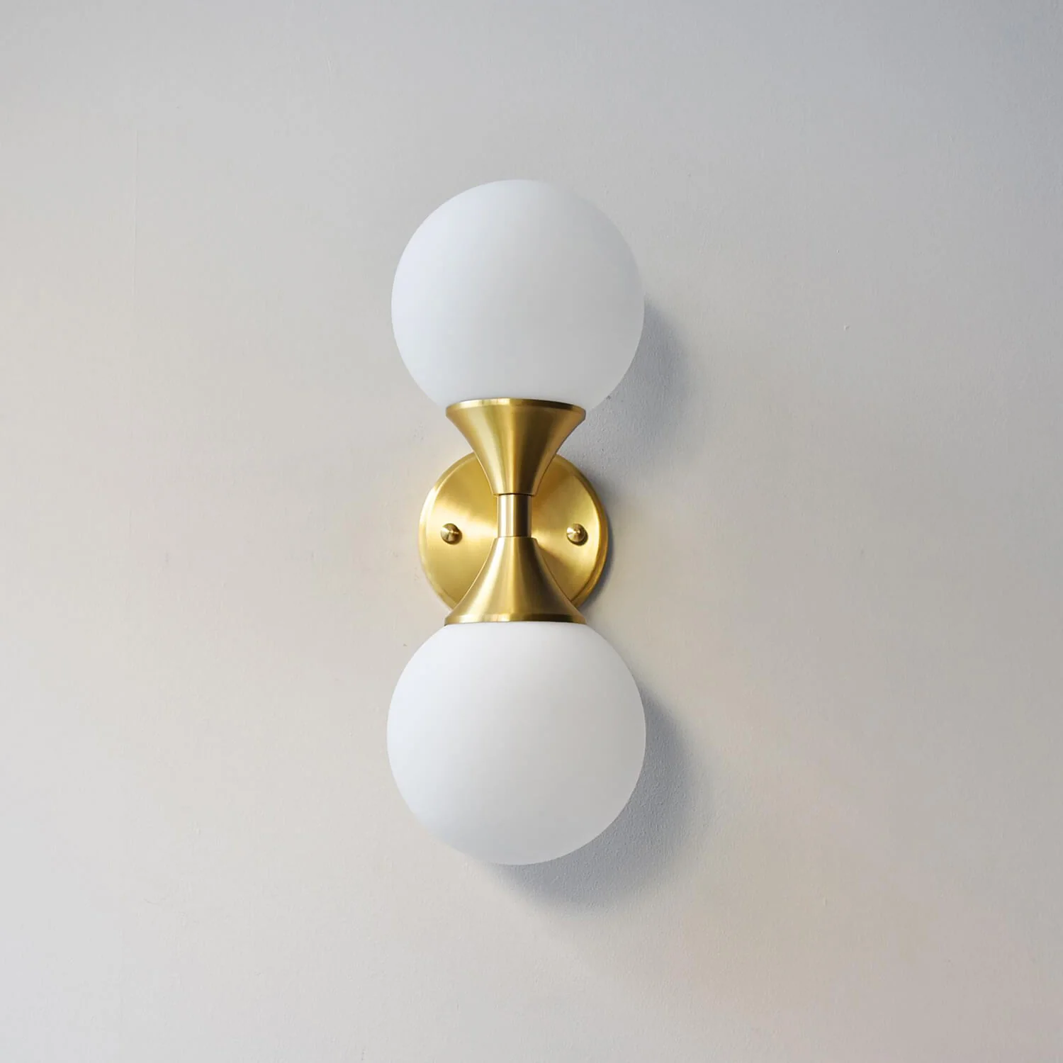 Lightigious™ - Frosted White Opal Globe Gold 2-Light Wall Sconce